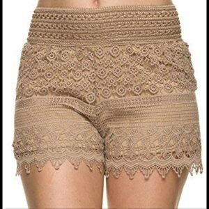 New Mix‎ Tan High Waist Crochet Shorts